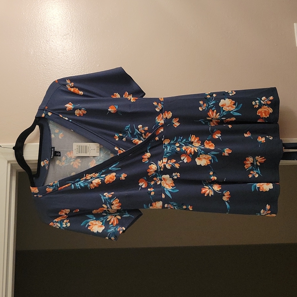 Navy wrap peplum top